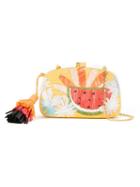 Serpui Embroidered Detail Clutch, Women's, Yellow/orange