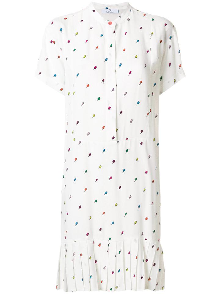 Ps By Paul Smith Pleated Hem Dress - White