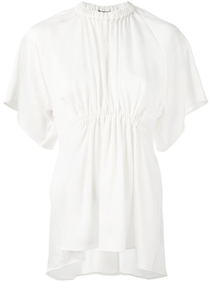 Ellery Gathered Blouse, Size: 8, White, Acetate/polyester