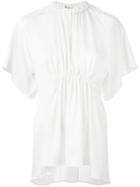Ellery Gathered Blouse, Size: 8, White, Acetate/polyester