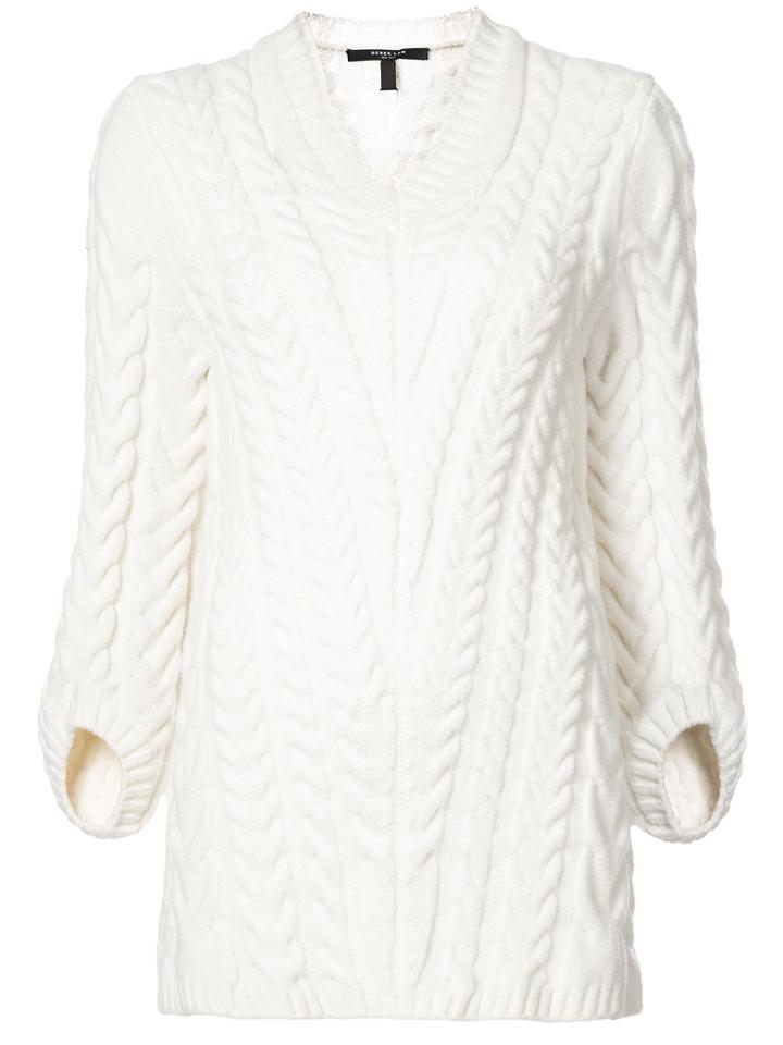 Derek Lam V-neck Cable Knit Sweater - White