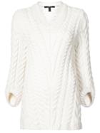 Derek Lam V-neck Cable Knit Sweater - White
