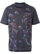 Dolce & Gabbana Dragon Print T-shirt, Men's, Size: 52, Blue, Cotton