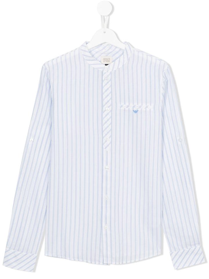 Armani Junior Striped Shirt, Boy's, Size: 14 Yrs, White