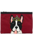 Dolce & Gabbana Crowned Dog Print Clutch - Red