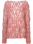 Ryan Roche Crocheted Design Jumper - Pink & Purple