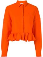 Msgm Classic Collar Ruffled Jacket, Women's, Size: 42, Yellow/orange, Virgin Wool