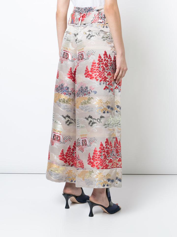 Adam Lippes Jacquard Tie Waist Culottes - Red