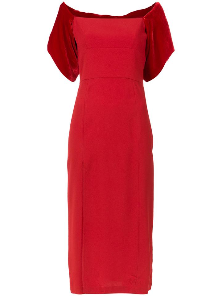 Reinaldo Lourenço Suede Detail Midi Dress - Red