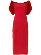 Reinaldo Lourenço Suede Detail Midi Dress - Red