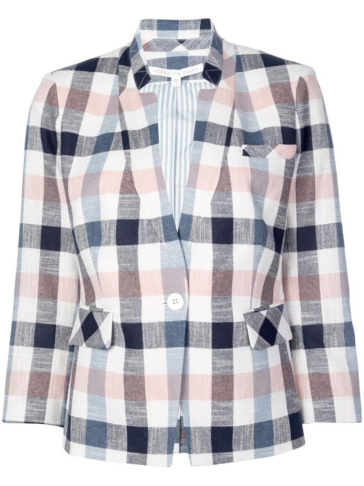 Veronica Beard Single-breasted Check Blazer - Blue