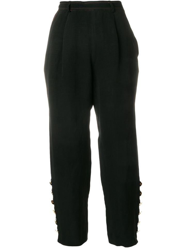 Yves Saint Laurent Vintage Buttoned Cropped Trousers - Black