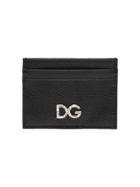 Dolce & Gabbana Black Diamante Logo Leather Card Holder