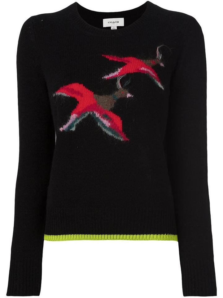 Coach Bird Intarsia Sweater, Women's, Size: Small, Black, Polyamide/cashmere/mohair