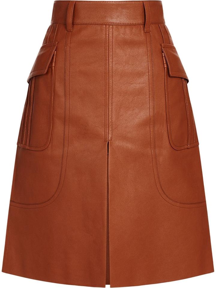 Prada Leather Skirt - Brown