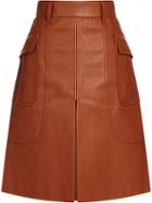 Prada Leather Skirt - Brown