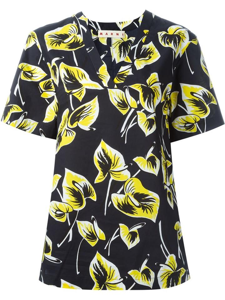Marni Amlapura Print Top, Women's, Size: 36, Black, Cotton