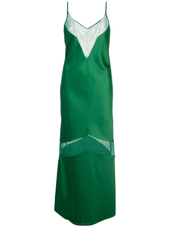 Marina Moscone Panelled Lace Slip Dress - Green