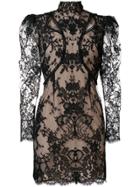 Alexander Mcqueen Layered Lace Fitted Dress - Black