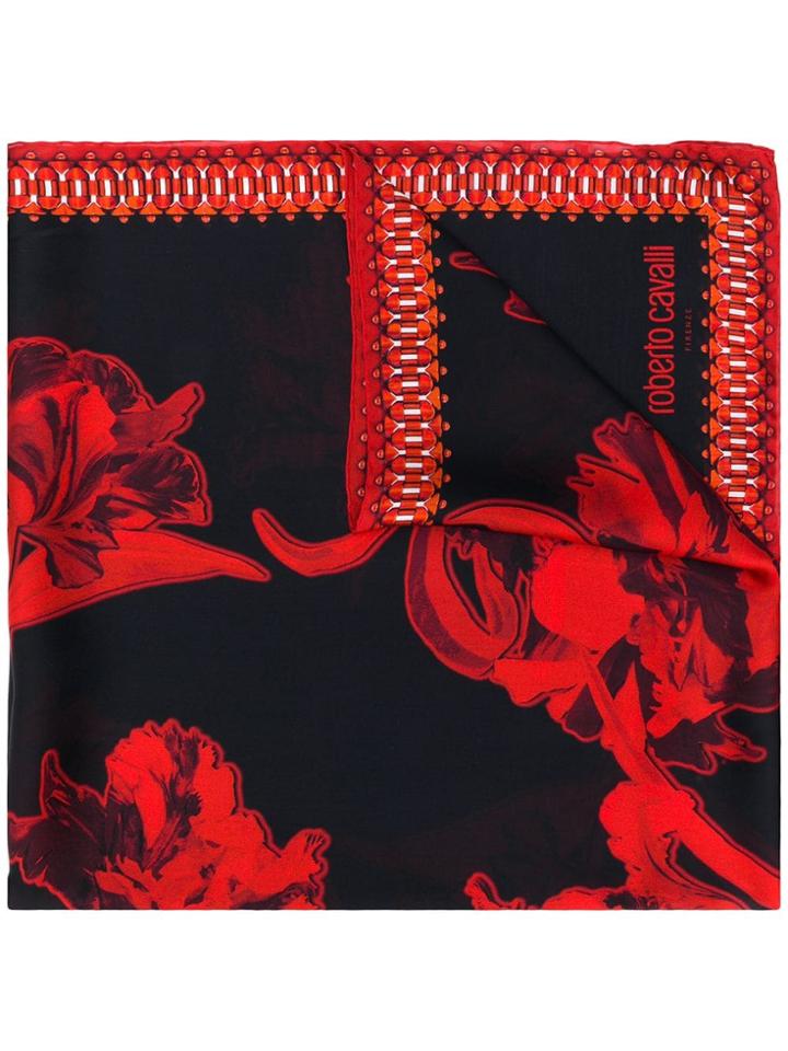 Roberto Cavalli Floral Print Scarf - Black