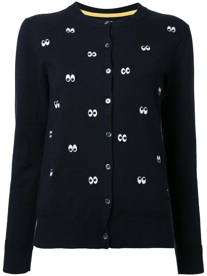 Muveil Eye Print Cardigan, Women's, Size: 38, Black, Wool/cotton/nylon