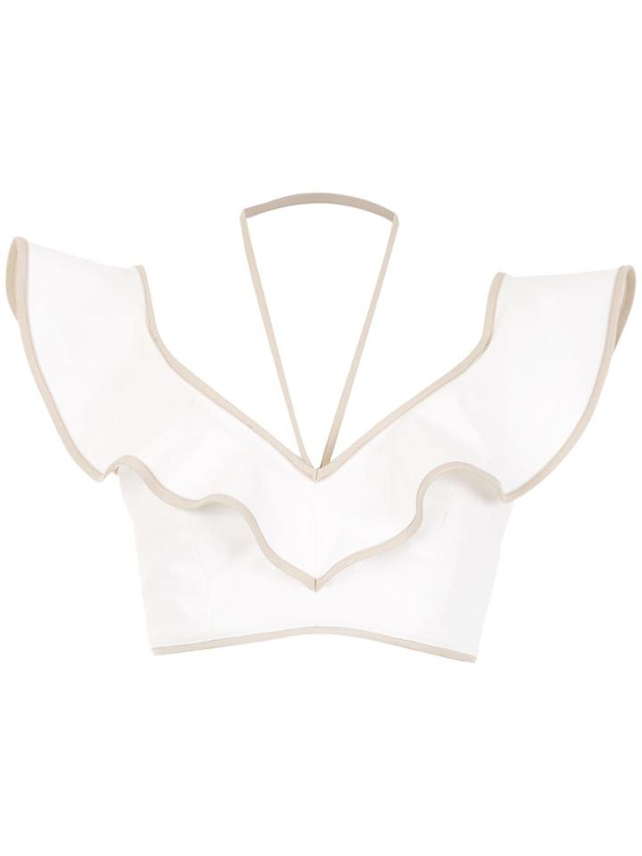 Framed Double Layer Cropped Top - White