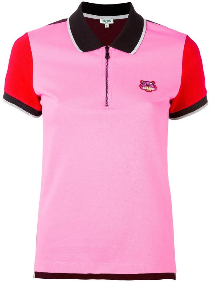 Kenzo 'mini Tiger' Polo Shirt, Women's, Size: Large, Pink/purple, Cotton