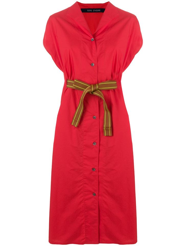 Sofie D'hoore Short Sleeve Midi Shirt Dress - Red