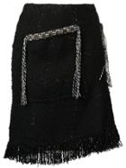 Sonia Rykiel Fringe Tweed Skirt - Black