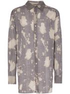 Bed J.w. Ford Stain Detail Retro Check Oversized Shirt - Blue