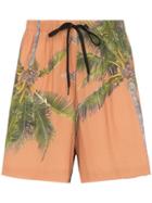 Duo Palm Print Logo Tape Shorts - Neutrals