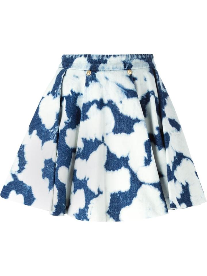 Fausto Puglisi Tie-dye Flared Skirt, Women's, Size: 42, White, Cotton/silk/spandex/elastane