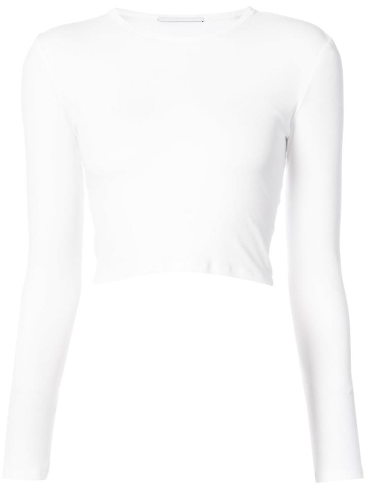 Rosetta Getty Cropped Long Sleeve Top - White