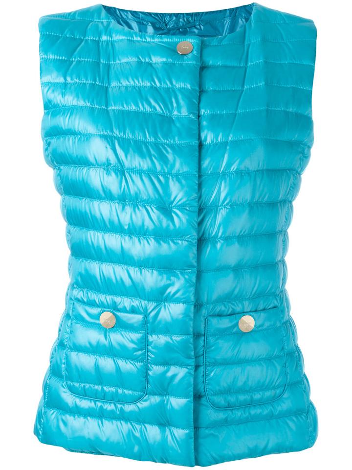 Herno Padded Gilet, Women's, Size: 48, Blue, Polyamide/cotton/feather Down