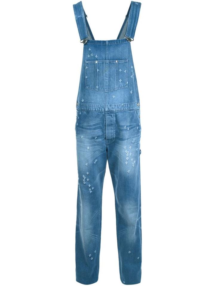 Givenchy Distressed Effect Dungarees, Men's, Size: Medium, Blue, Cotton
