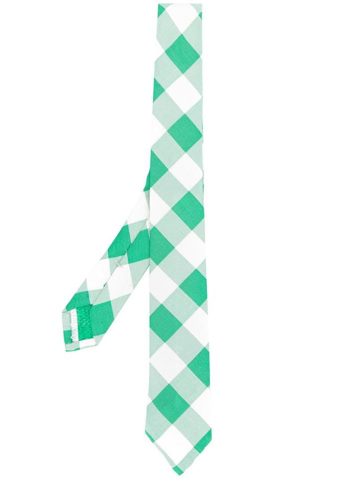 Thom Browne Mid-size Gingham Check Necktie - Green