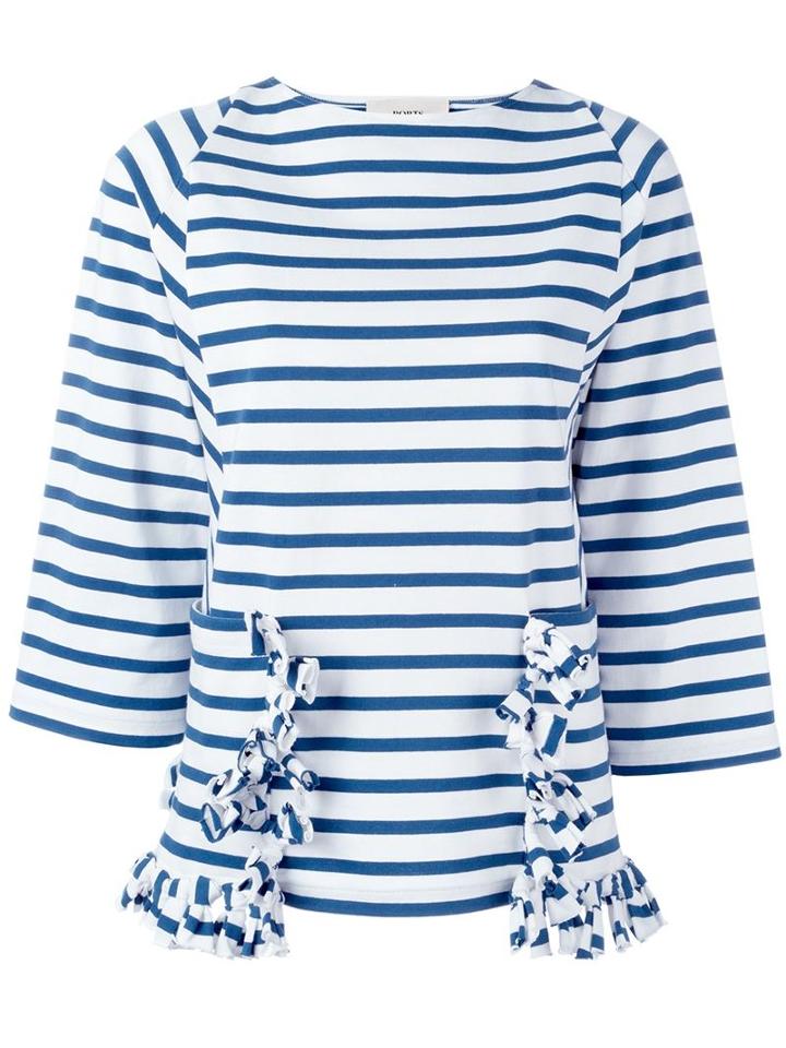Ports 1961 Tassel Trim Striped T-shirt, Women's, Size: Small, White, Cotton