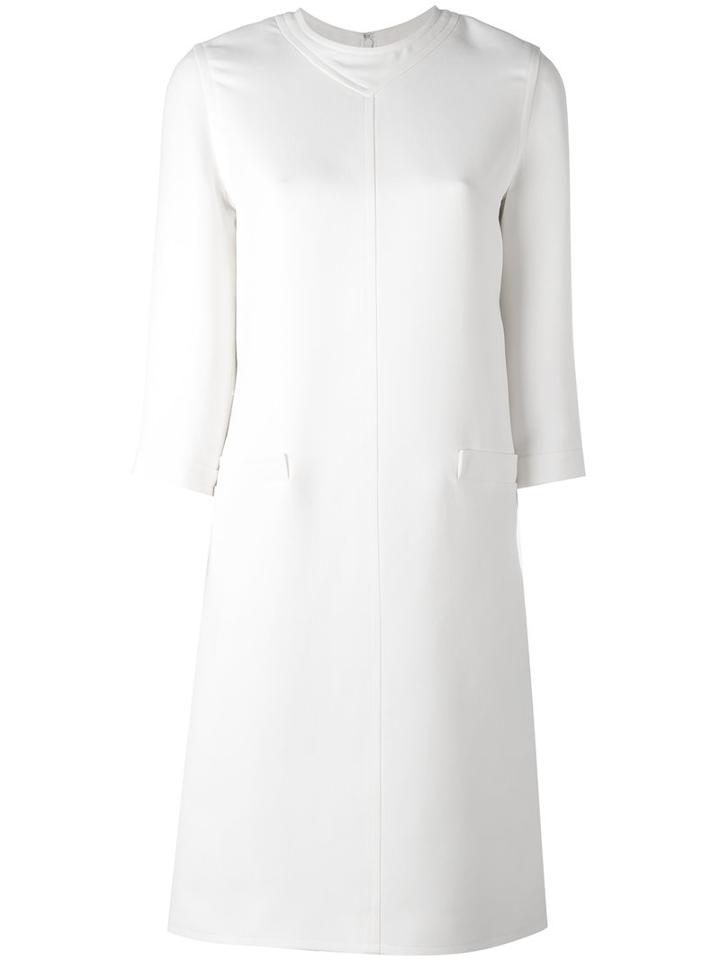 Courrèges - Round Neck Midi Dress - Women - Silk/polyester/wool - 38, White, Silk/polyester/wool