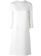 Courrèges - Round Neck Midi Dress - Women - Silk/polyester/wool - 38, White, Silk/polyester/wool