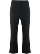 By Malene Birger 'glossy' Flared Cropped Trousers, Women's, Size: 38, Black, Polyester/viscose/spandex/elastane