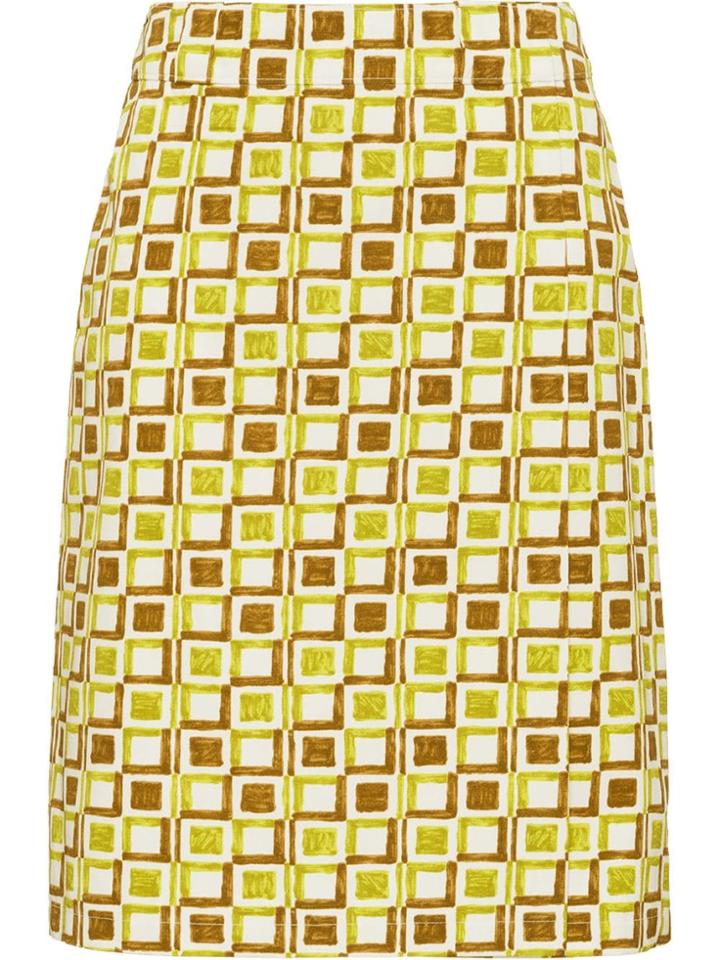 Prada Checkered Wraparound Skirt - Green