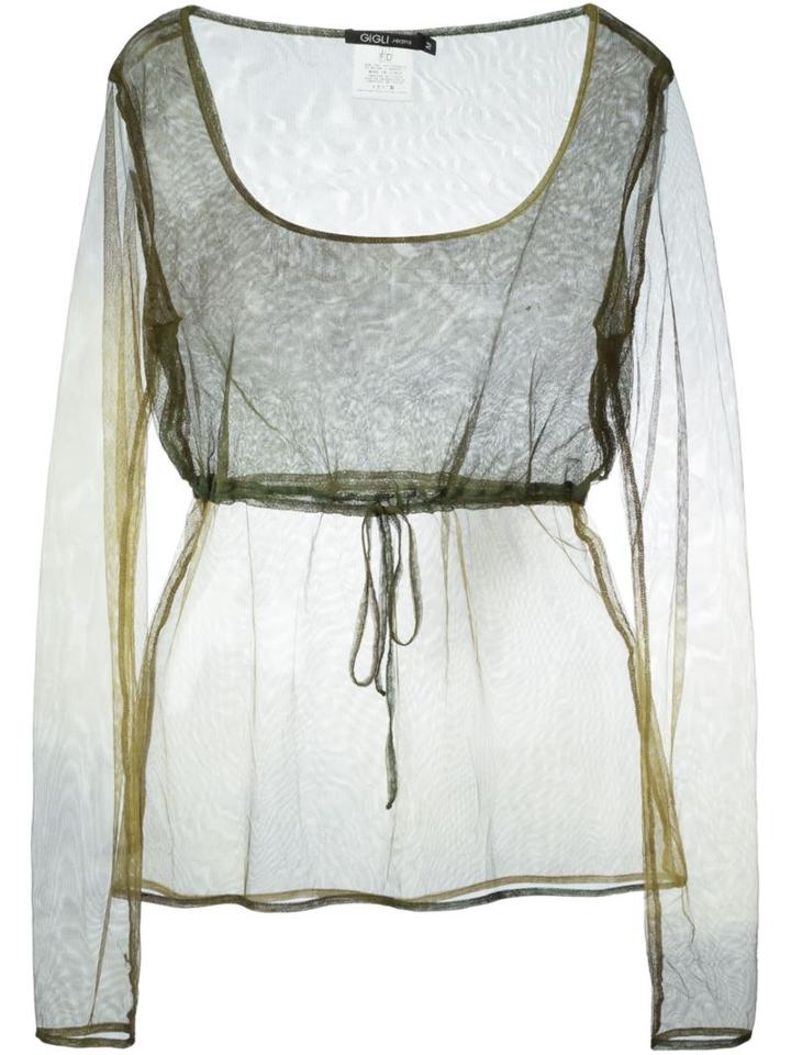 Romeo Gigli Vintage Sheer Longsleeved Top, Women's, Size: Medium, Green