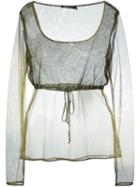 Romeo Gigli Vintage Sheer Longsleeved Top, Women's, Size: Medium, Green