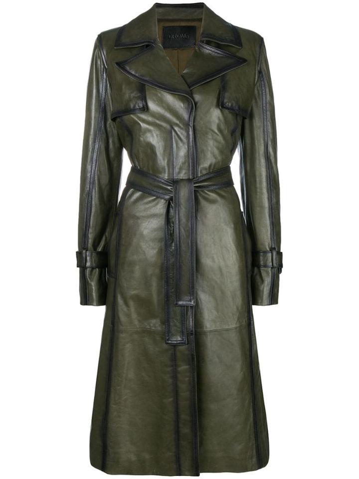 Drome Leather Trench Coat - Green