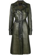 Drome Leather Trench Coat - Green