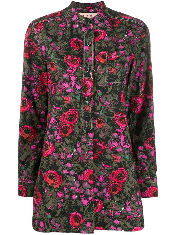 Marni Floral Band Collar Shirt - Pink