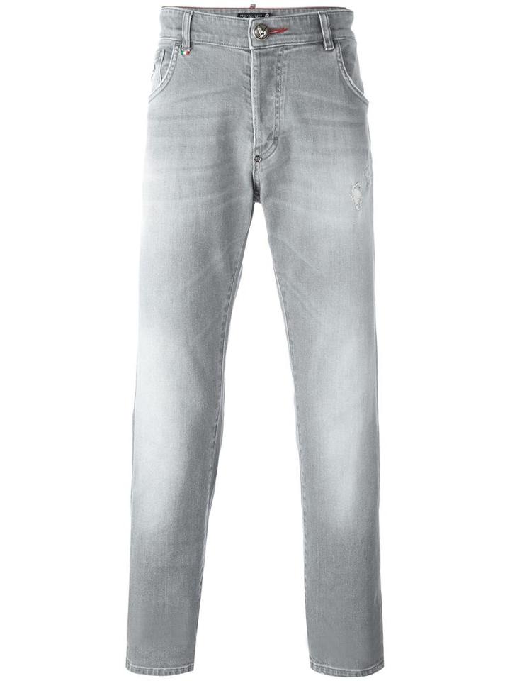 Philipp Plein Straight-leg Jeans, Men's, Size: 33, Grey, Cotton/polyester/spandex/elastane
