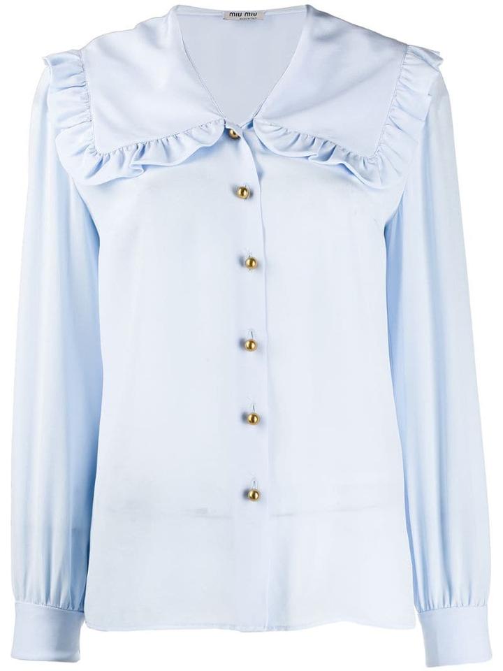 Miu Miu Oversized Ruffled Collar Blouse - Blue