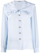 Miu Miu Oversized Ruffled Collar Blouse - Blue