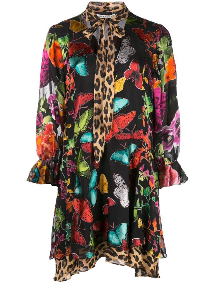 Alice+olivia Multi-print Tie Neck Dress - Multicolour